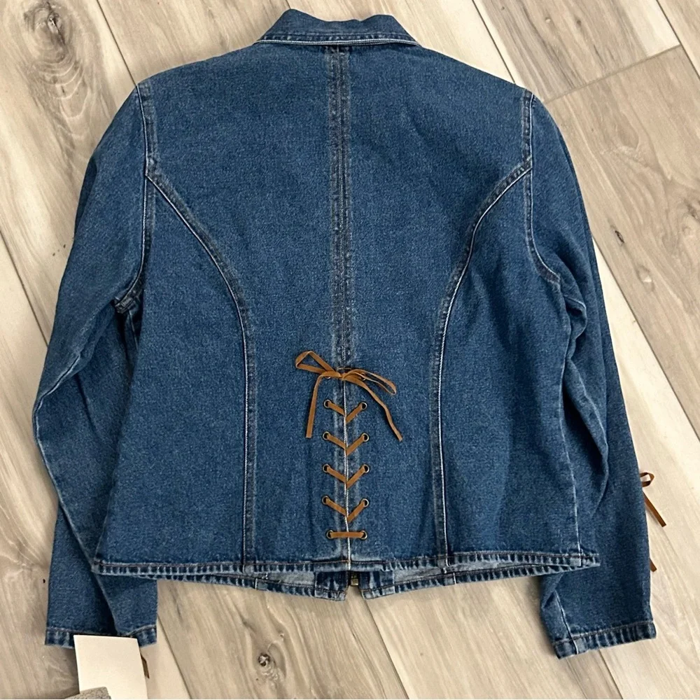 NWT Vintage Stonebridge Denim Jacket Wrap Skirt Set NOS Size 8 Petite READ - Picture 14 of 15